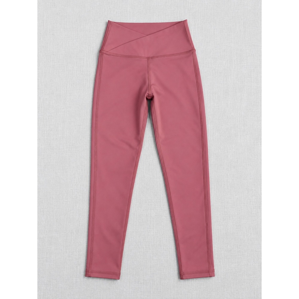 Tiger Friday Kids XS Crossover Waist Dance Leggings Rose Pink Activewear